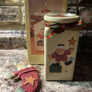 NEW-Vintage Primative Christmas Ornament & Voltive Candle Holder